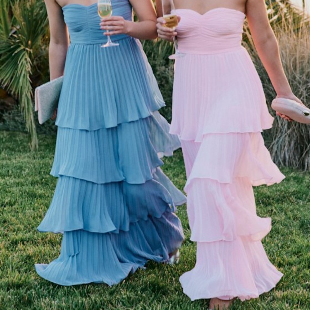 Lulus Seriously Sensational Light Pink Strapless Tiered Maxi Dress - Size S